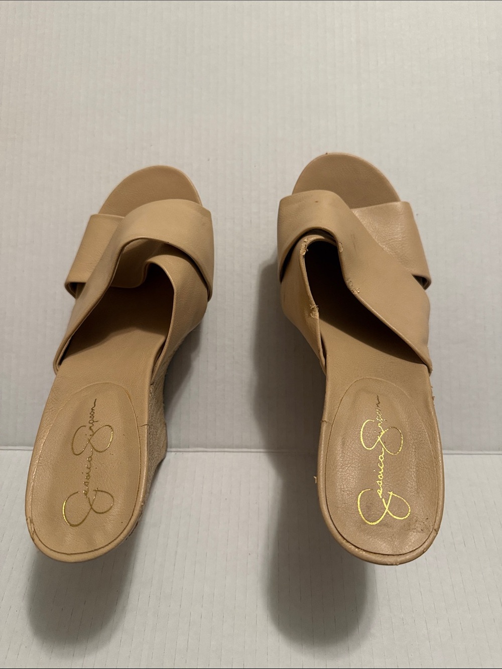 Jessica Simpson Nude Crisscross Slide Mules